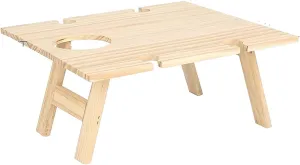 Camp Table Outdoor Picnic Camping Portable Wooden Table Folding Barbecue Table with Glass Wine Rack Camping DeskTravel Foldable Fruit Table (Color :