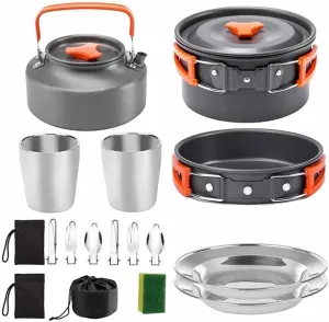 Camping Cookware Portable Pot Pan Cup Teaport Set Folding Outdoor Cooking Set Hiking Picnic Tableware Tool Travel Equipment