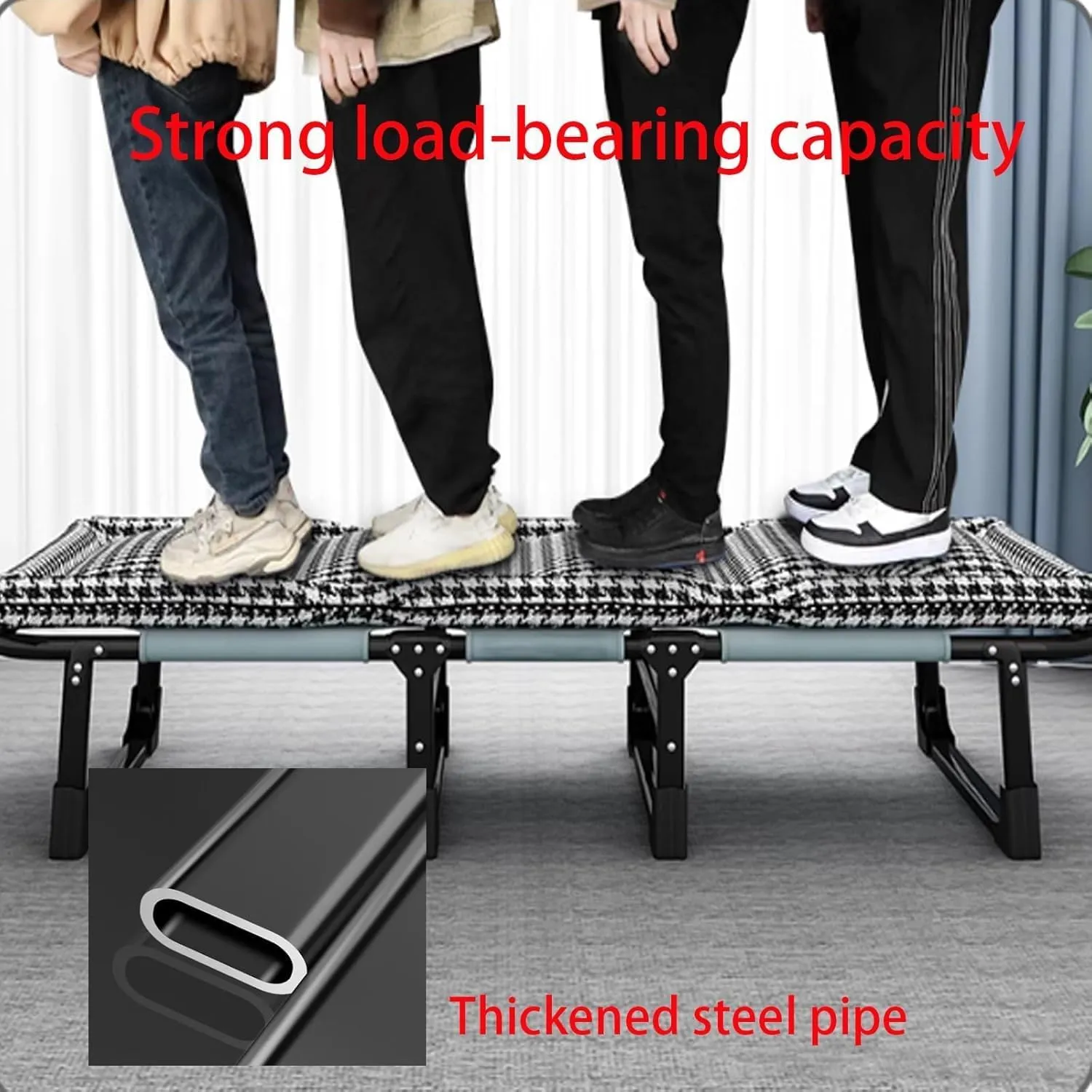 Camping Cot 4-Level Adjustment of Backrest Cots for Camping with Mattresses Sleeping Cots for Adults Load 200kg Lounge Chair