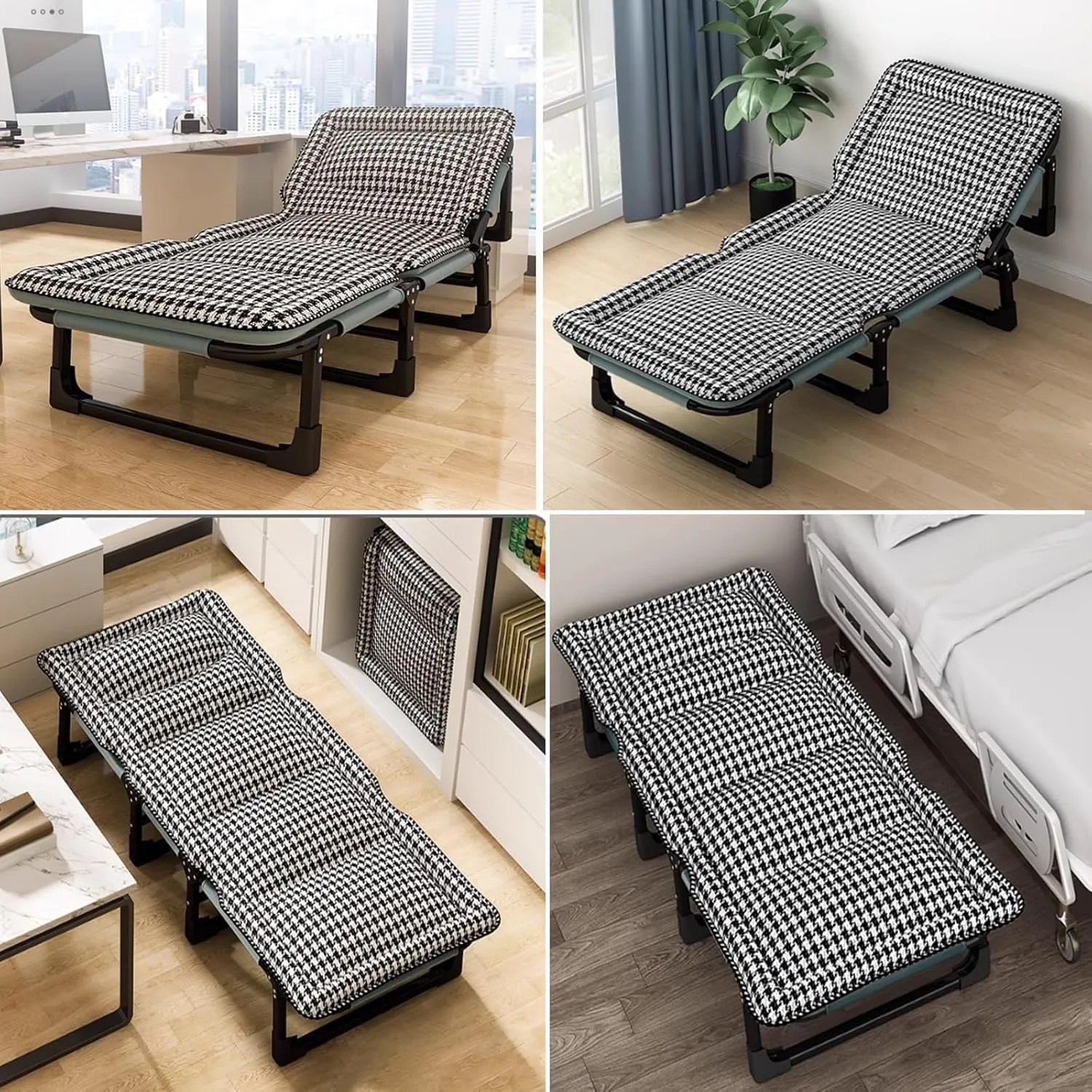 Camping Cot 4-Level Adjustment of Backrest Cots for Camping with Mattresses Sleeping Cots for Adults Load 200kg Lounge Chair