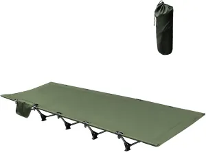 Camping Cots for Adults Lightweight 7075 Aluminum Folding Bed, Folding Marching Bed, 150 kg Load Capacity, with Storage Bag for Outdoor Travel and Camping(Green)