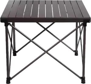 Camping Folding Table Aluminum Alloy Picnic Table Roll Up Compact Camping Table Height Adjustable Table Legs for Outdoor, Titanium Gray