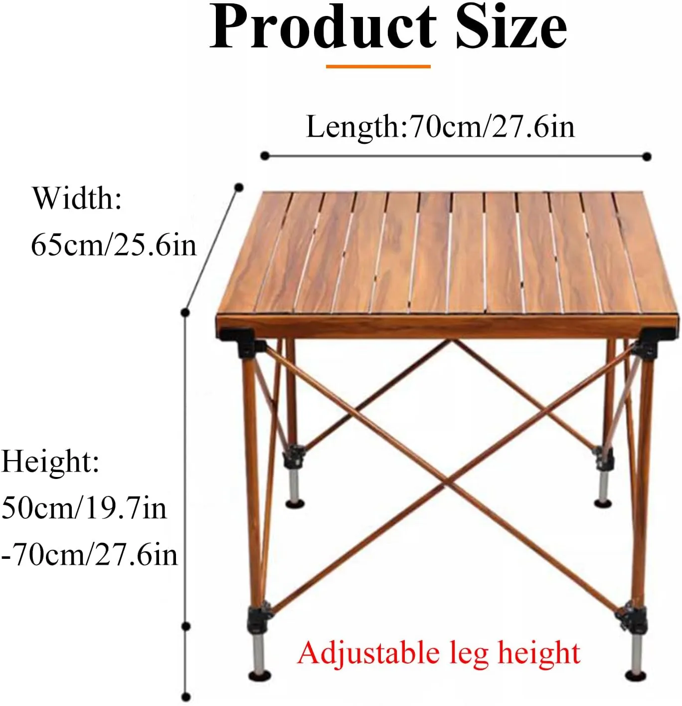 Camping Folding Table Aluminum Alloy Picnic Table Roll Up Compact Camping Table Height Adjustable Table Legs for Outdoor, Titanium Gray