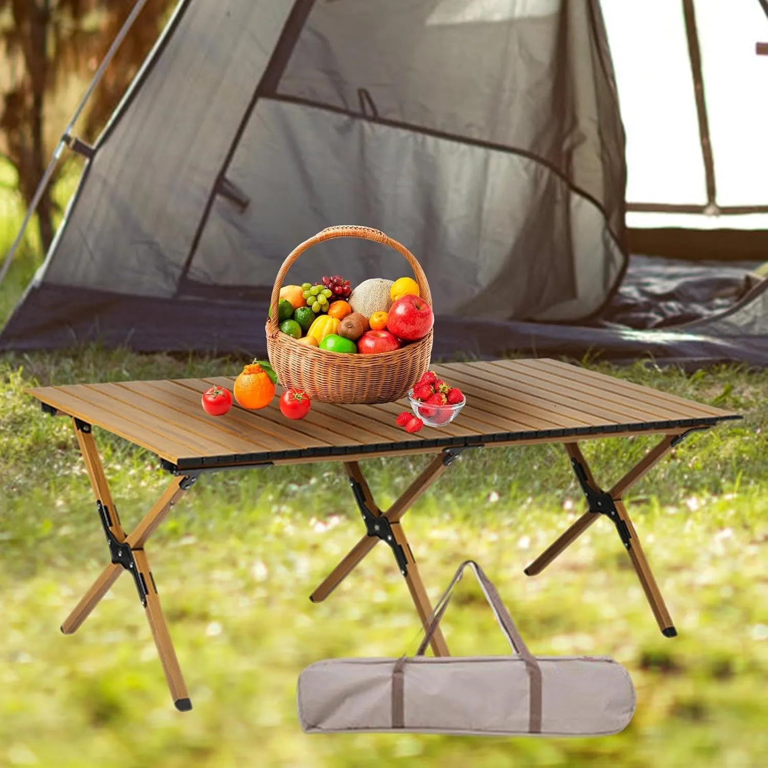 Camping Folding Table Foldable Picnic Table Furniture Compact Portable Outdoor Table for Picnic Balcony Beach Outdoor Kitchen, 116cm Single Layer, multi