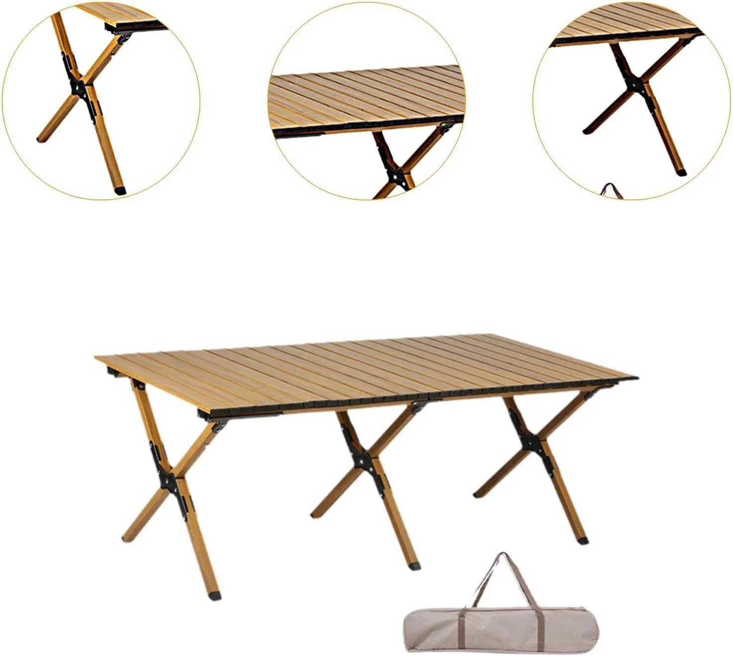 Camping Folding Table Foldable Picnic Table Furniture Compact Portable Outdoor Table for Picnic Balcony Beach Outdoor Kitchen, 116cm Single Layer, multi