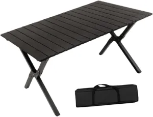 Camping Folding Table Foldable Picnic Table Quick Installation Furniture Portable Outdoor Desk for Hiking Garden Beach Rock Black Wilderness camping table Outdoor camping table Hiking camping