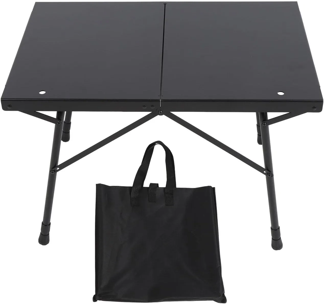 Camping Folding Table, Outdoor Folding Portable Adjustable Height Aluminum Alloy Camping Side Table with Storage Bag for Hiking Picnics BBQ Cooking, Black