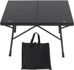 Camping Folding Table, Outdoor Folding Portable Adjustable Height Aluminum Alloy Camping Side Table with Storage Bag for Hiking Picnics BBQ Cooking, Black