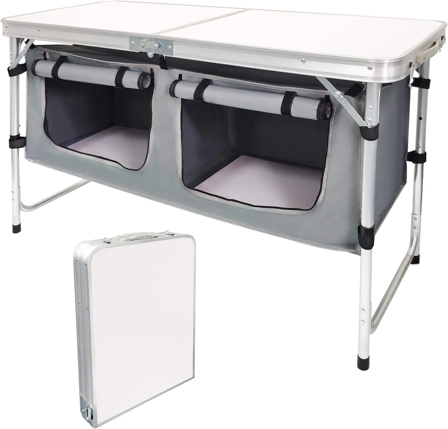 Camping Folding Table - Portable and Lightweight Table with Storage, Backyards, BBQ, Party and Picnic Foldable …