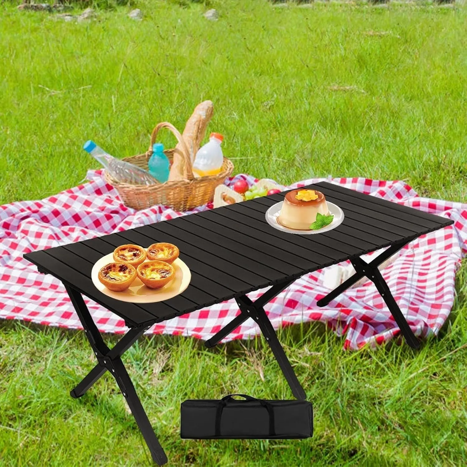 Camping Folding Table Portable Easy to Carry Lightweight Foldable Picnic Table Outdoor Table for Kitchen Beach Garden Balcony Portable camping table Wilderness camping table Outdoor camping t
