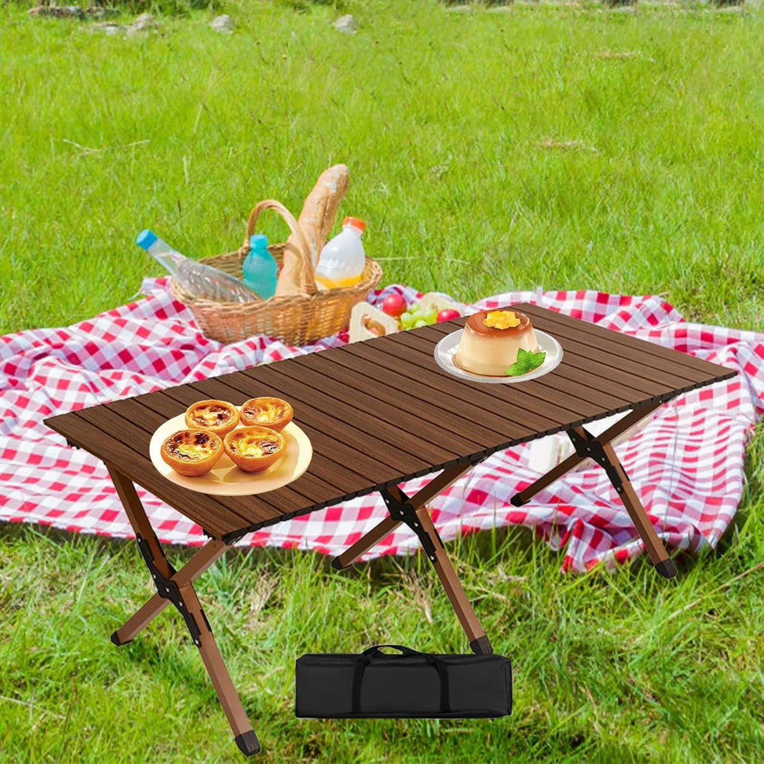 Camping Folding Table Portable Furniture, Quick Installation Compact, Foldable Picnic Table Outdoor Table for Balcony Fishing