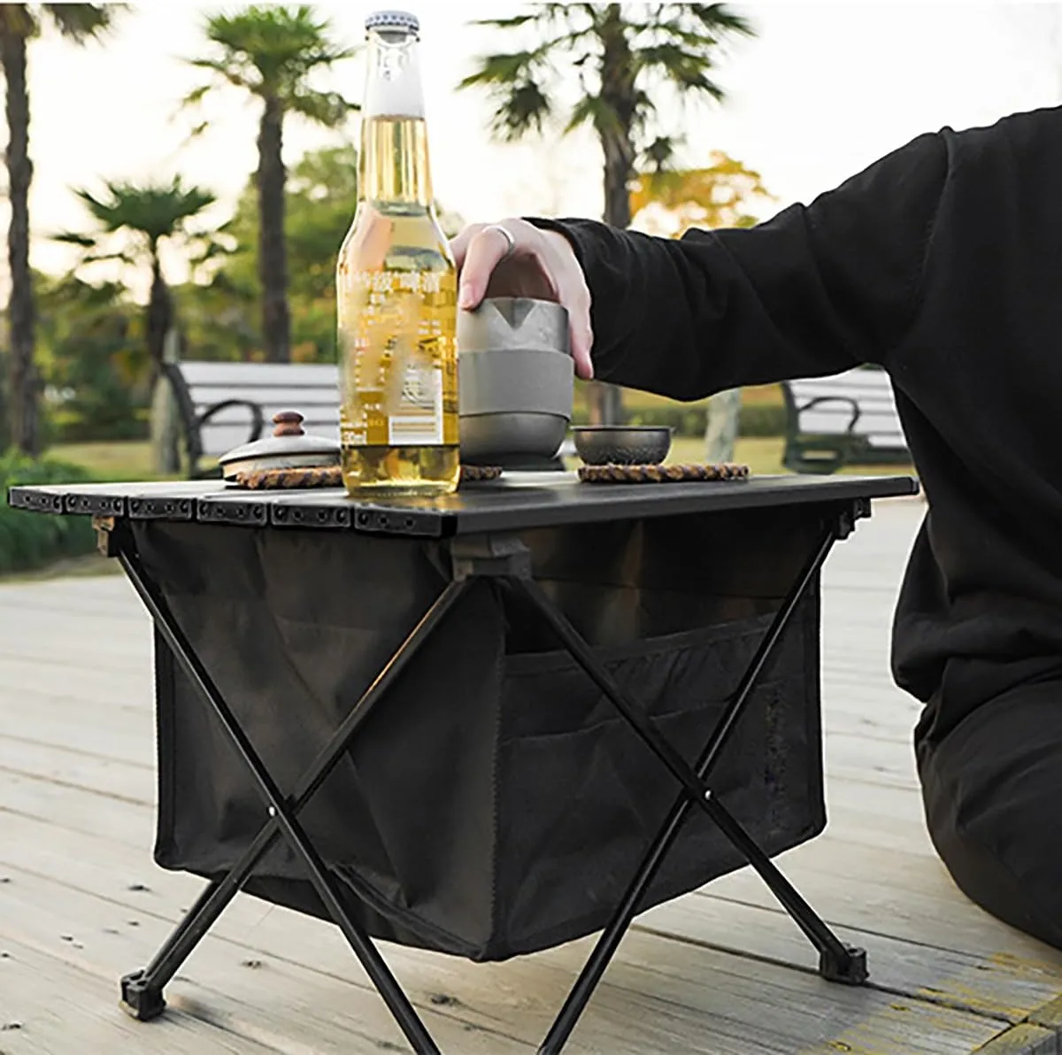 Camping Folding Table, Ultralight Aluminum Portable Folding Table with Carry Bag, Travel Table for Outdoor Cooking, Picnic, Camp, Boat, Travel,M
