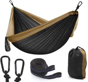 Camping Hammock Double & Single Portable Hammocks with 2 Tree Straps, Lightweight Nylon Parachute Hammocks Swing for Backpacking Travel Beach Backyard Hiking