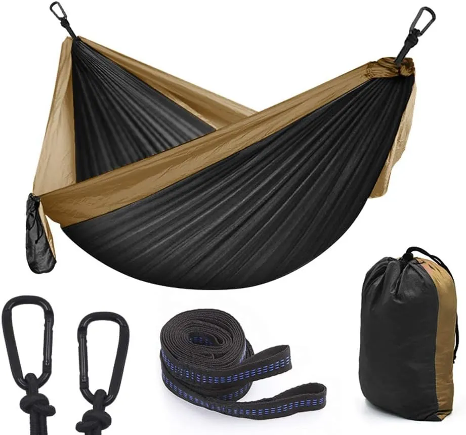 Camping Hammock Double & Single Portable Hammocks with 2 Tree Straps, Lightweight Nylon Parachute Hammocks Swing for Backpacking Travel Beach Backyard Hiking