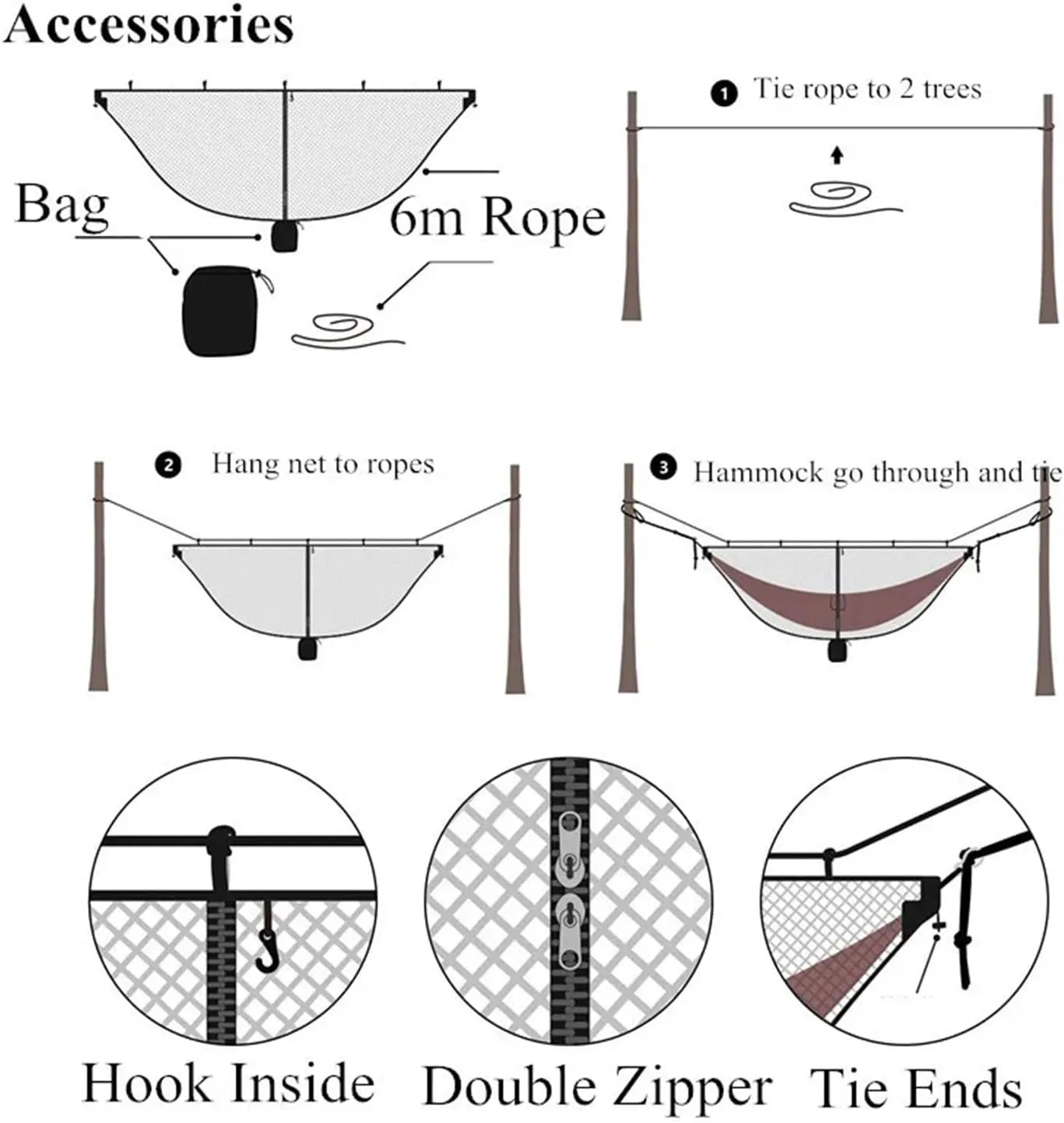 Camping Hammock Large Camping Hammock Bug Net Fits Hammocks Lightweight Hammock Netting Fast and Easy Set Up