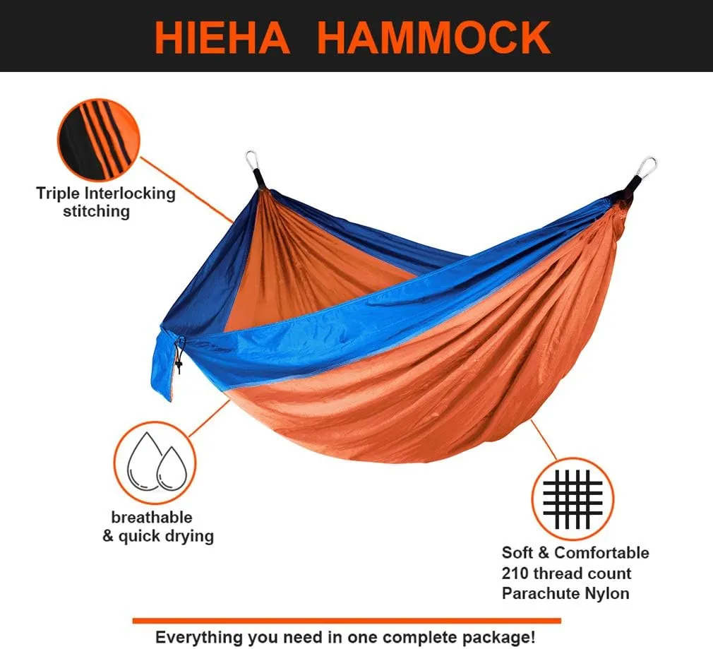 Camping Hammock - Travel Hammock with 2 Tree Straps, Double Hammock, Durable Nylon Parachute Portable Hammock for Outdoor Hiking Backpacking Yard