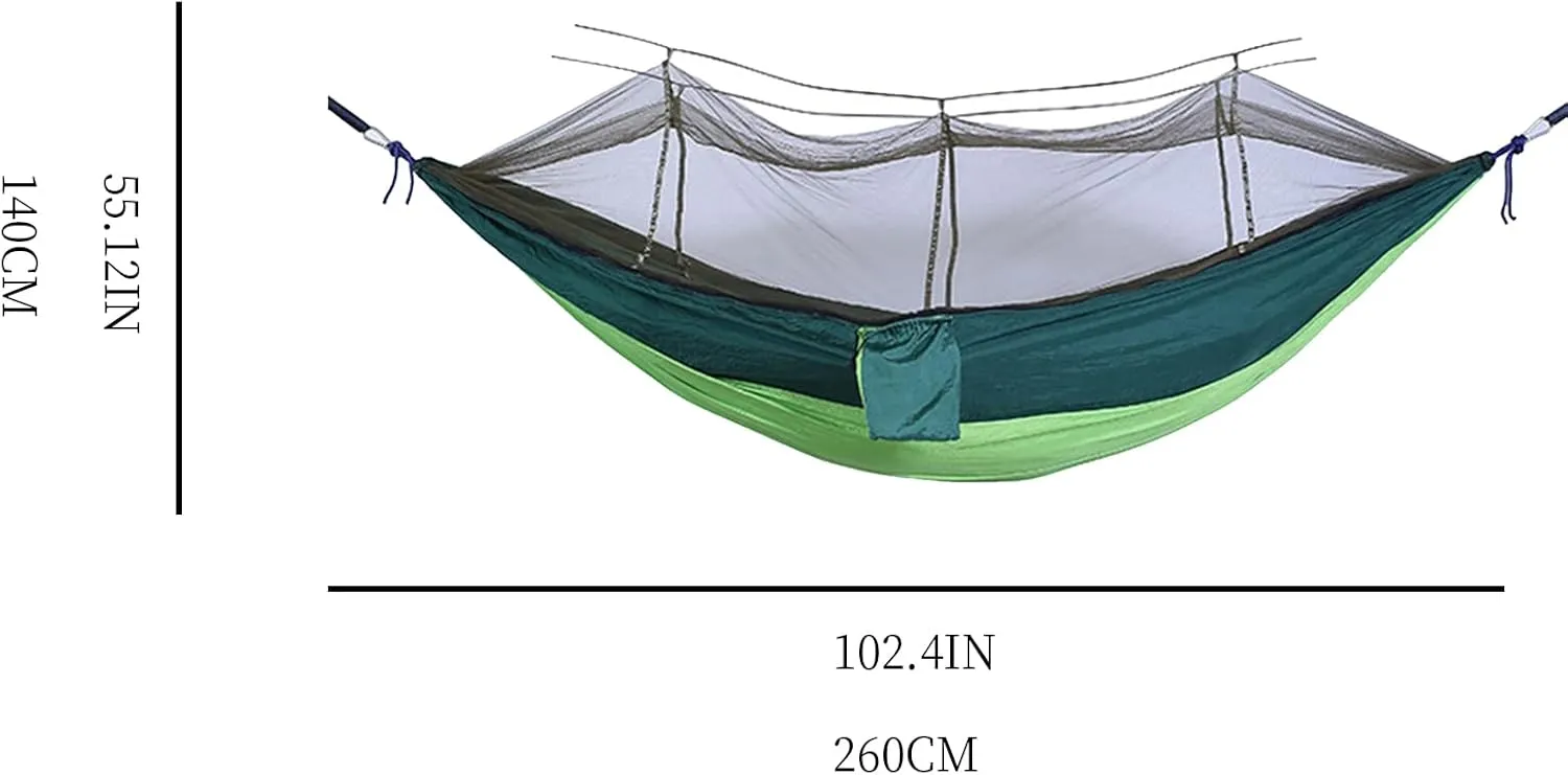 Camping Hammock with Mosquito Net - Ultra Lightweight Durable Double Travel Hammock 210T Parachute Nylon for Outdoor Camping Accessories-Light Blue with Pink