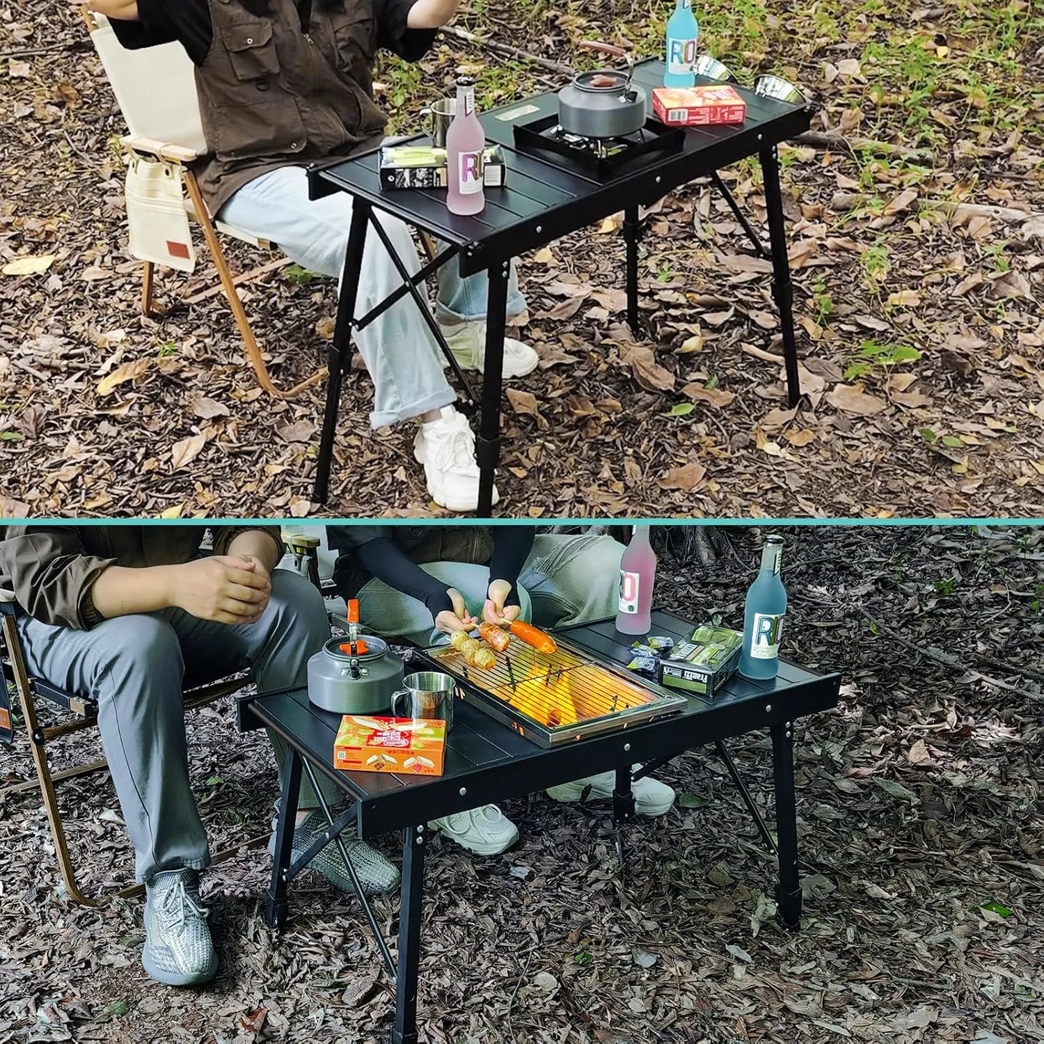 Camping IGT Folding Table, Portable for Outdoor Picnic, Ultralight with Carry Bag, Switchable Tabletop for Multi-Functional Use IGT Beach (Red,Basic)