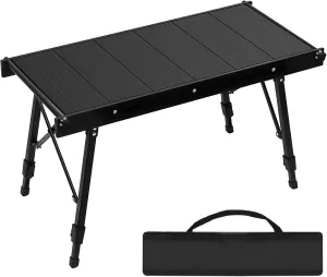 Camping IGT Folding Table, Portable for Outdoor Picnic, Ultralight with Carry Bag, Switchable Tabletop for Multi-Functional Use IGT Beach (Widen Black)