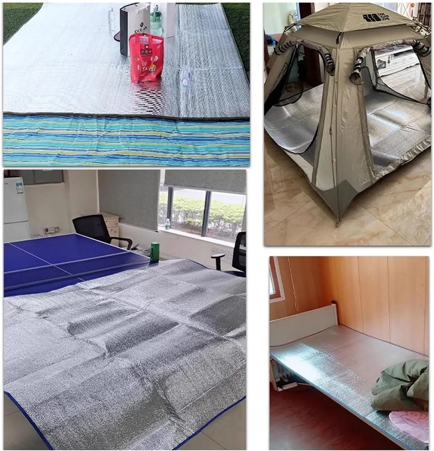Camping Mat Foam Foil Blanket for Camping Foam Pad Insulating Foil Mat Sleeping Tent Pad Thermal Mattress Mat Pad Waterproof Double-Sided Moisture-Proof Foldable Tent Reflecting Heat, 9mm Thick