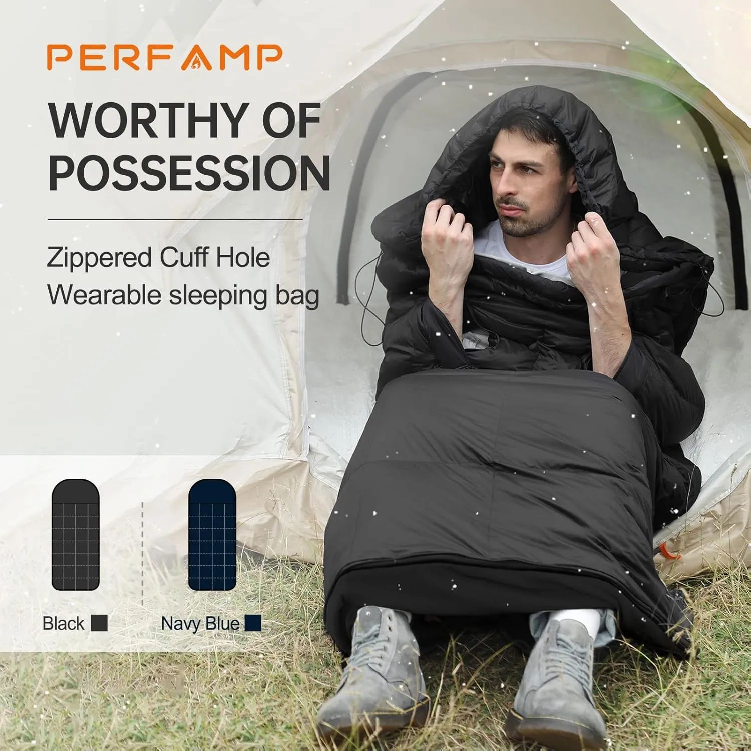 Camping Sleeping Bag for Adults,Heated Sleeping Bag Lined with Graphene Diaphragm,Compatible with Power Bank or Other USB Power Supplies,Ultralight Waterproof Wearable for 4 Seasons