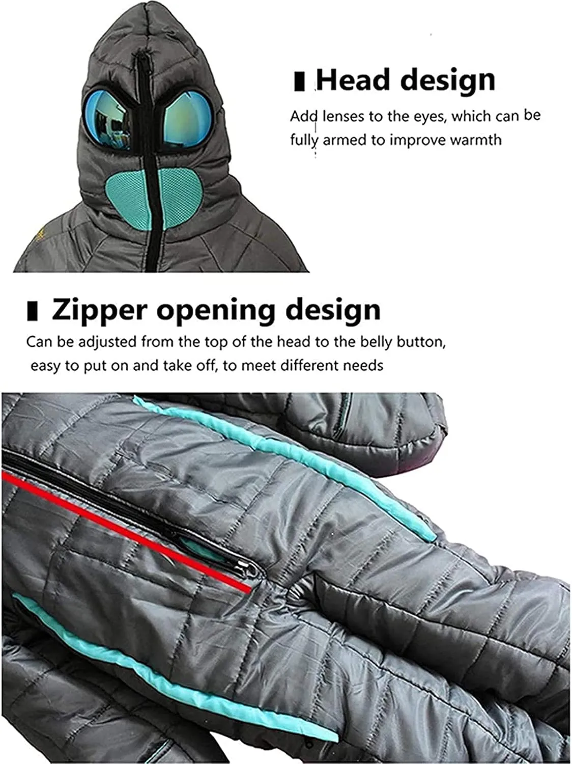 Camping Sleeping Bag Wearable for Adults Waterproof Sleeping Bag Lightweight Cold Weather Sleeping Bags for 2-3 Season Camping Backpacking, Fits - 5℃/5℃