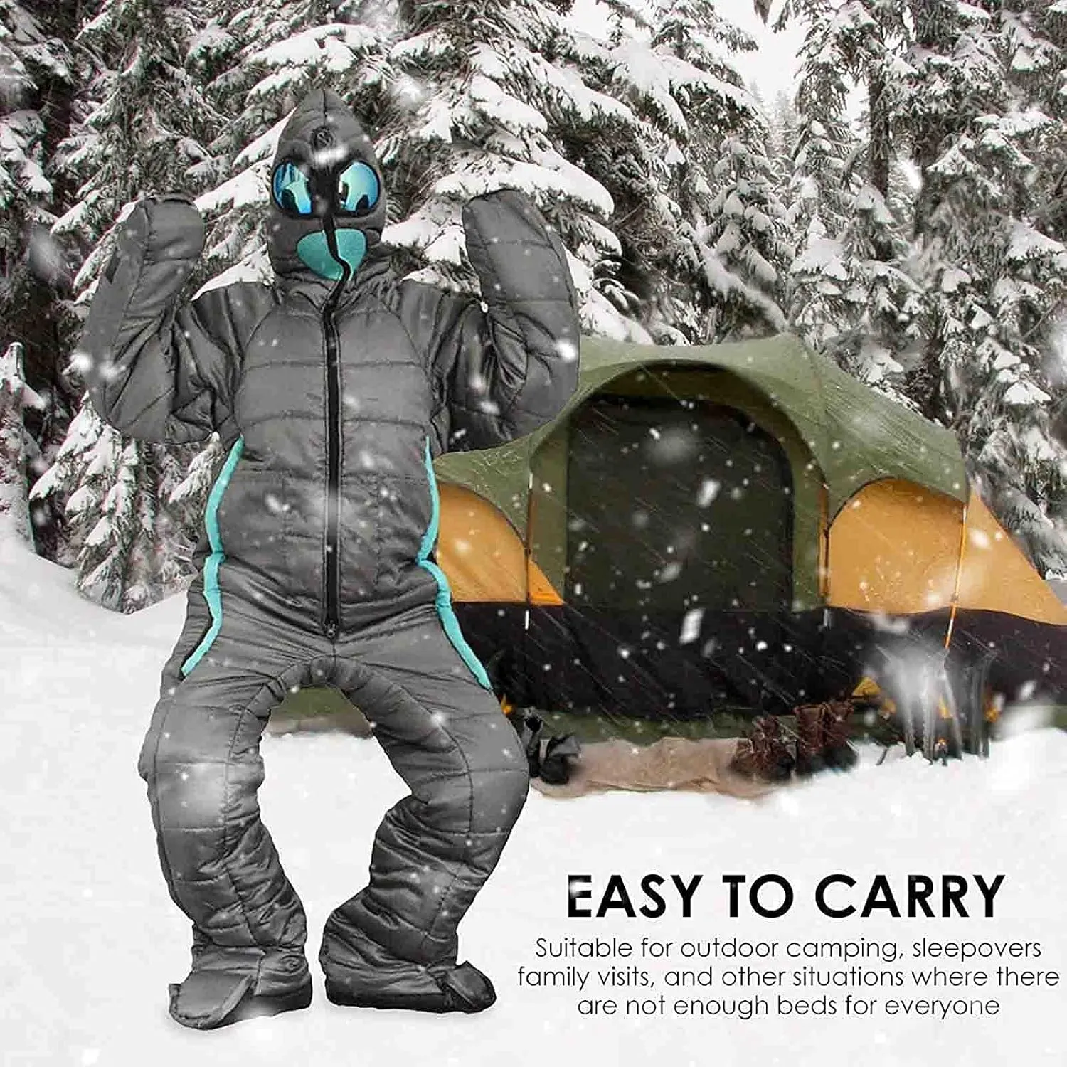 Camping Sleeping Bag Wearable for Adults Waterproof Sleeping Bag Lightweight Cold Weather Sleeping Bags for 2-3 Season Camping Backpacking, Fits - 5℃/5℃