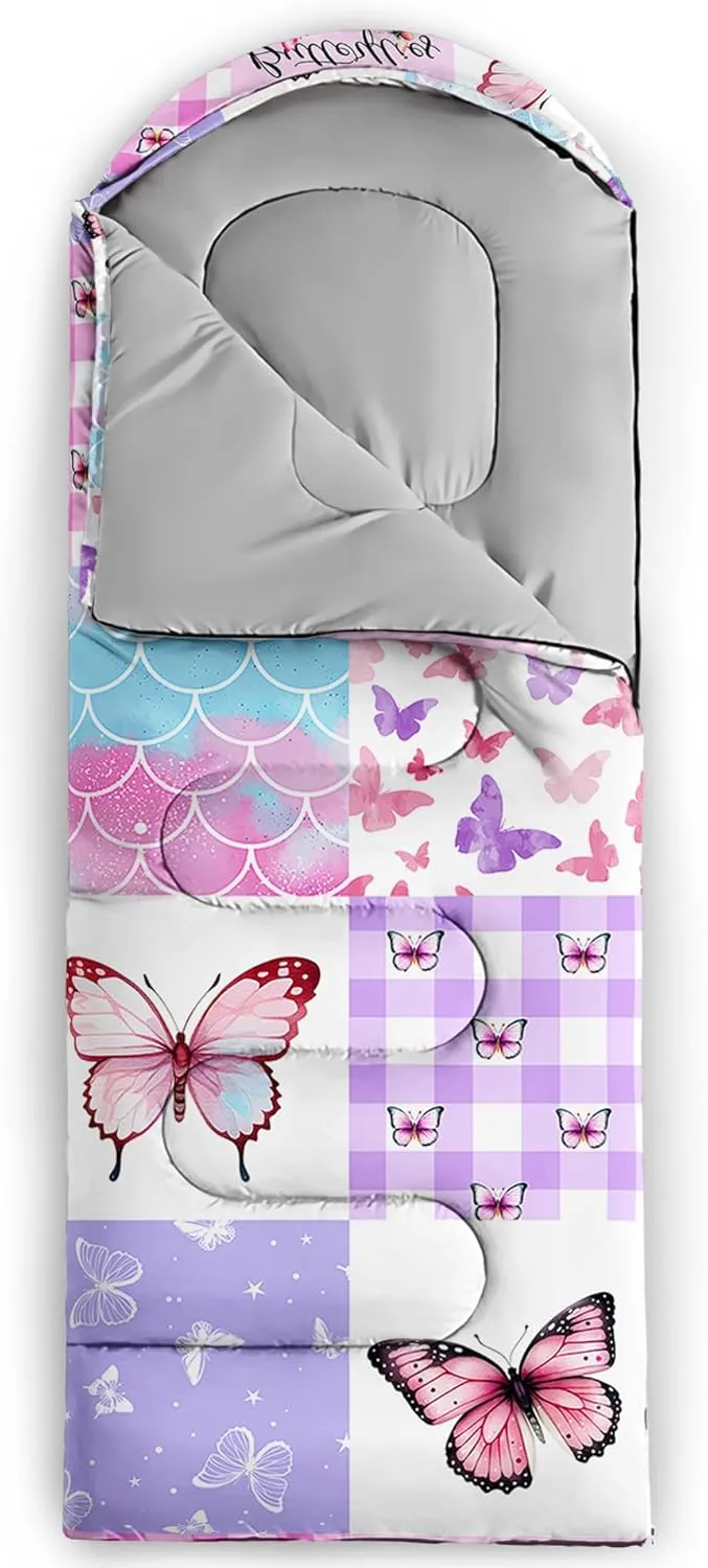Camping Sleeping Bags,Mermaid Horse Butterfly Starry Sky 3 Season Warm & Cool Weather,Lightweight,Waterproof Sleeping Bags for Adults & Kids,Traveling,and Outdoors,Camping Gear Equipment