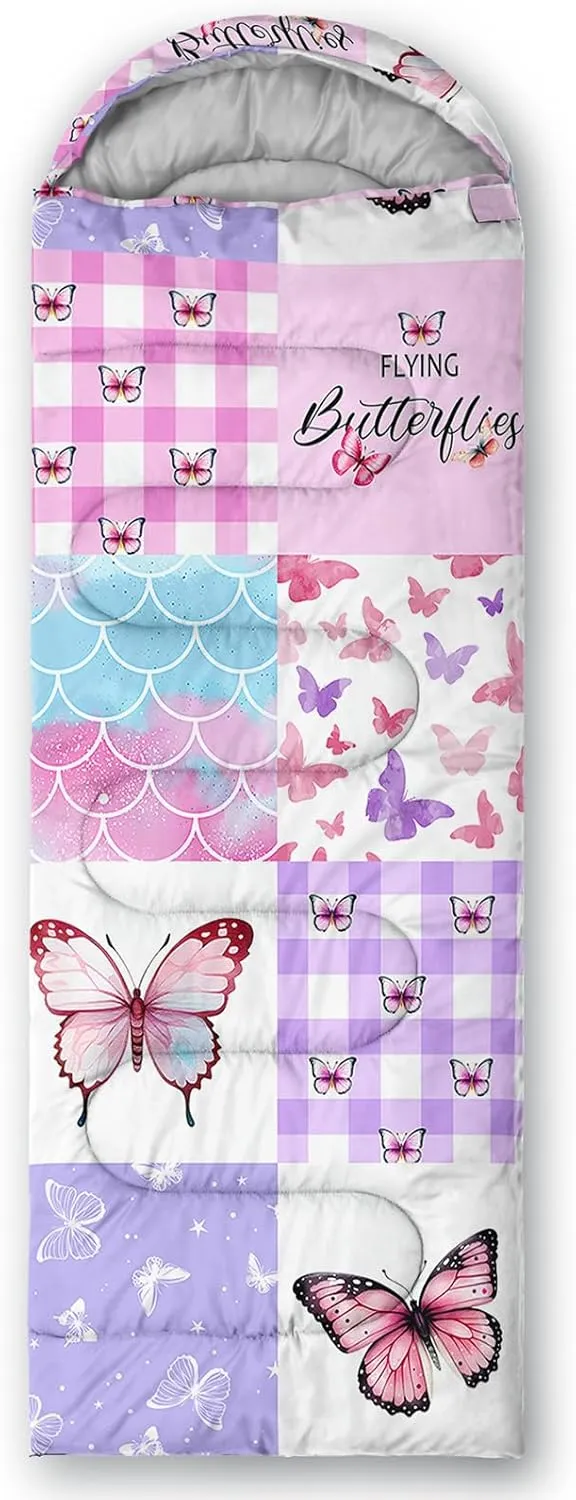 Camping Sleeping Bags,Mermaid Horse Butterfly Starry Sky 3 Season Warm & Cool Weather,Lightweight,Waterproof Sleeping Bags for Adults & Kids,Traveling,and Outdoors,Camping Gear Equipment