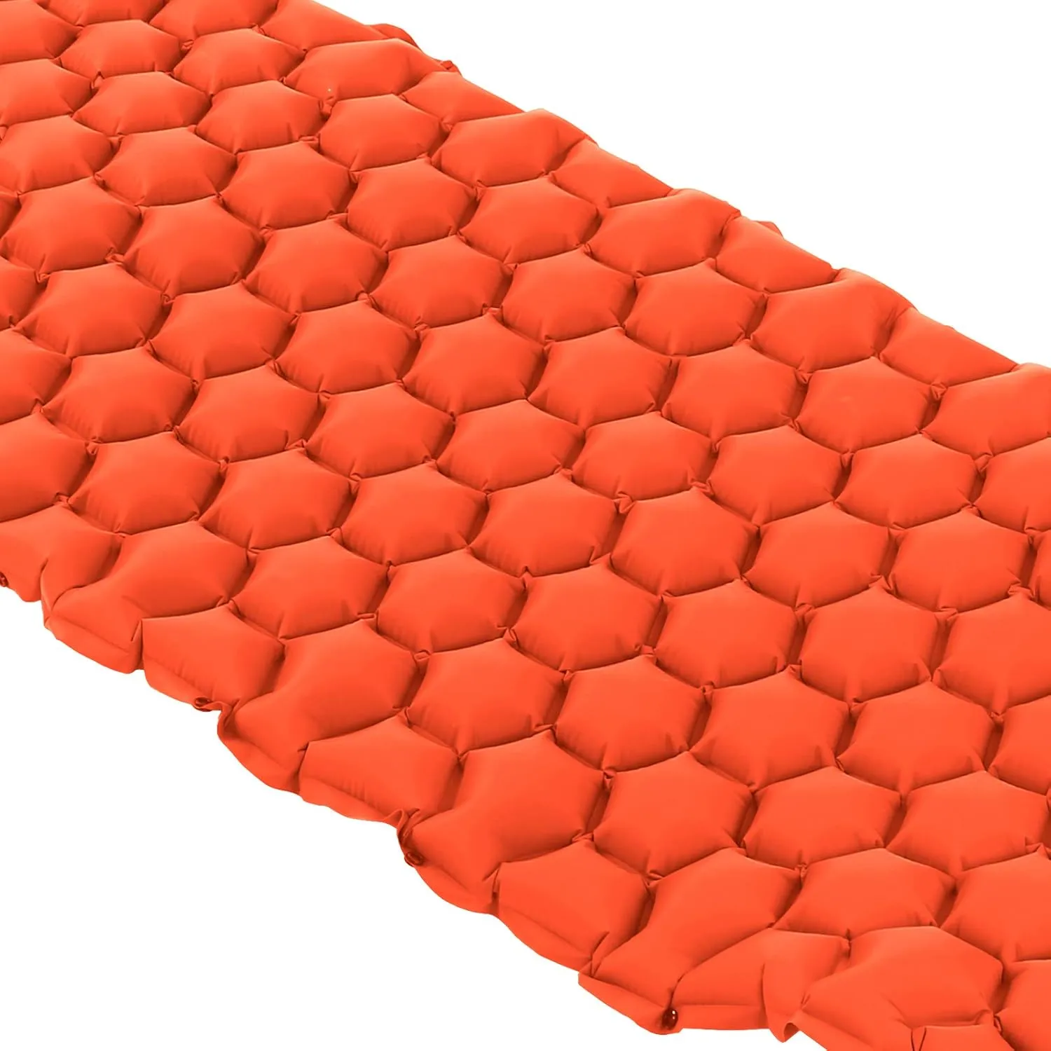 Camping Sleeping Pad Mat, Lightweight Inflatable Cushion Mattress, Sturdy 40D Nylon TPU Laminate, for Tent Hiking Travel, Comfortable 3D Design (Orange)