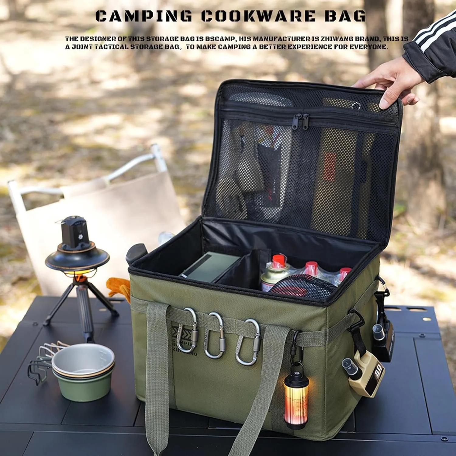 Camping Storage Bag - Insulated Camping Bag | Waterproof Kitchen Equipment Carrying Solution for Tents Traveling Picnic Backpacking Hiking Adventure