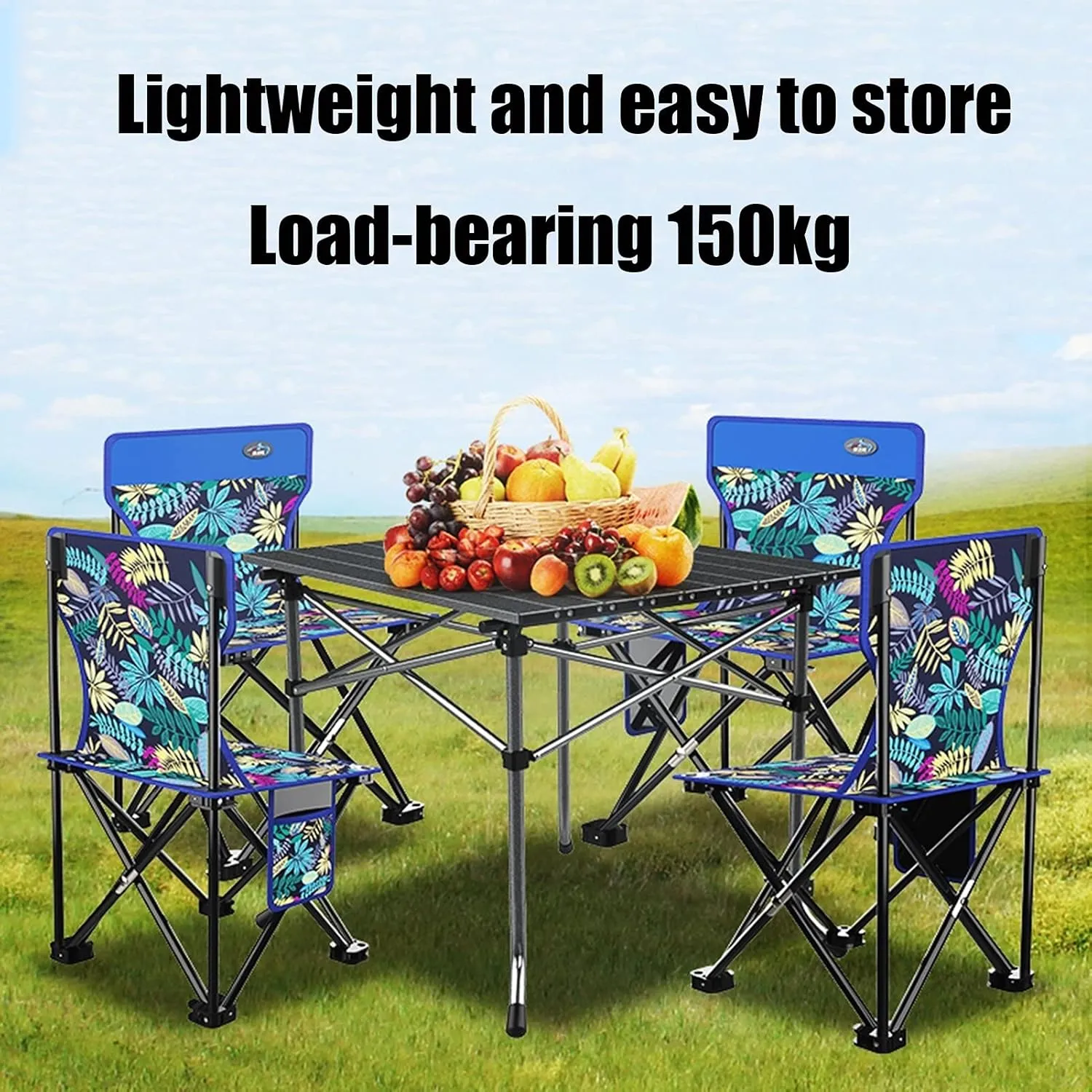 Camping Table Chairs 5-Piece Outdoor Folding Table Set, Ultra-Light Aluminum Camping Picnic Table, The Tote Bag is Easy to Carry and Store (Color : Package 1)