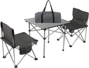 Camping Table Chairs Aluminum Alloy Outdoor and Chair Set, Multifunctional Camping Picnic Table, Suitable for Garden Courtyard Barbecue Table 53x51x50cm