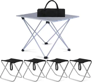 Camping Table Chairs Aluminum and Chair Set, Lightweight and Small Outdoor Camping Picnic Table, Suitable for Courtyard Garden Beach 56x40x40cm