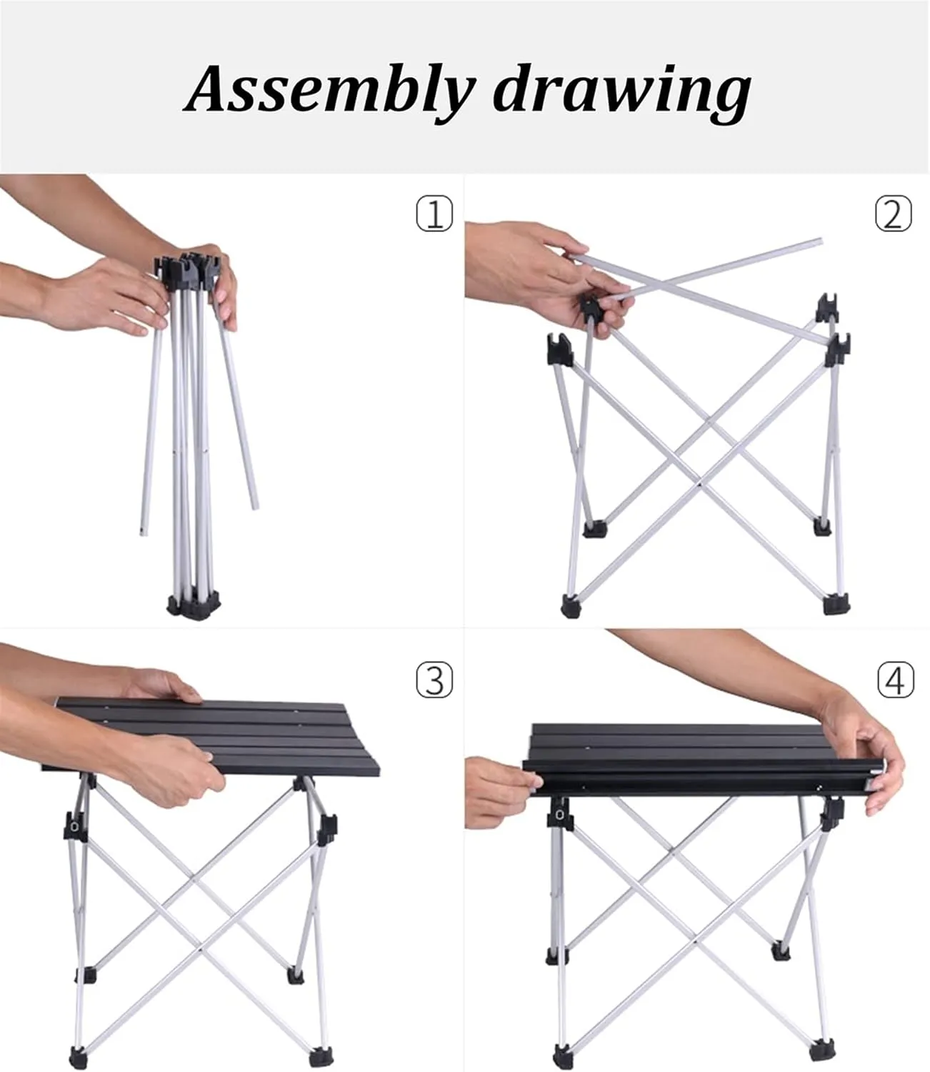 Camping Table Chairs Aluminum and Chair Set, Lightweight and Small Outdoor Camping Picnic Table, Suitable for Courtyard Garden Beach 56x40x40cm