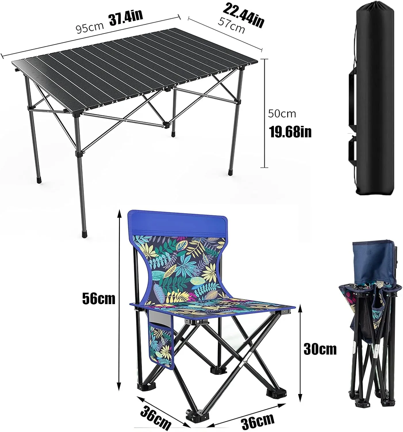 Camping Table Chairs Easy to Store Folding Table and Chair Set, Aluminum Outdoor Camping Picnic Table, Suitable for Courtyard, Beach, Fishing (Color : Package 2)