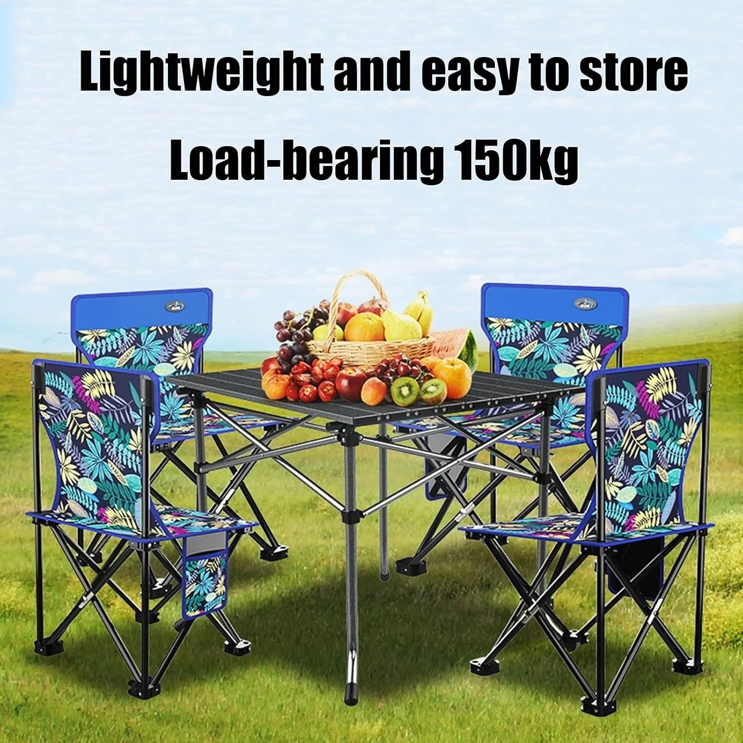 Camping Table Chairs Easy to Store Folding Table and Chair Set, Aluminum Outdoor Camping Picnic Table, Suitable for Courtyard, Beach, Fishing (Color : Package 2)