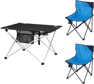 Camping Table Chairs Oxford Cloth Outdoor and Chair Set, Suitable for Self-Driving Trip Barbecue Beach Table, Convenient to Carry and Store