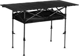 Camping Table Folding Outdoor Table with Adjustable Height, Portable Table with Large Storage Organizer and Carrying Bag, Collapsible Picnic Table for Camping BBQ Party Backyard Beach