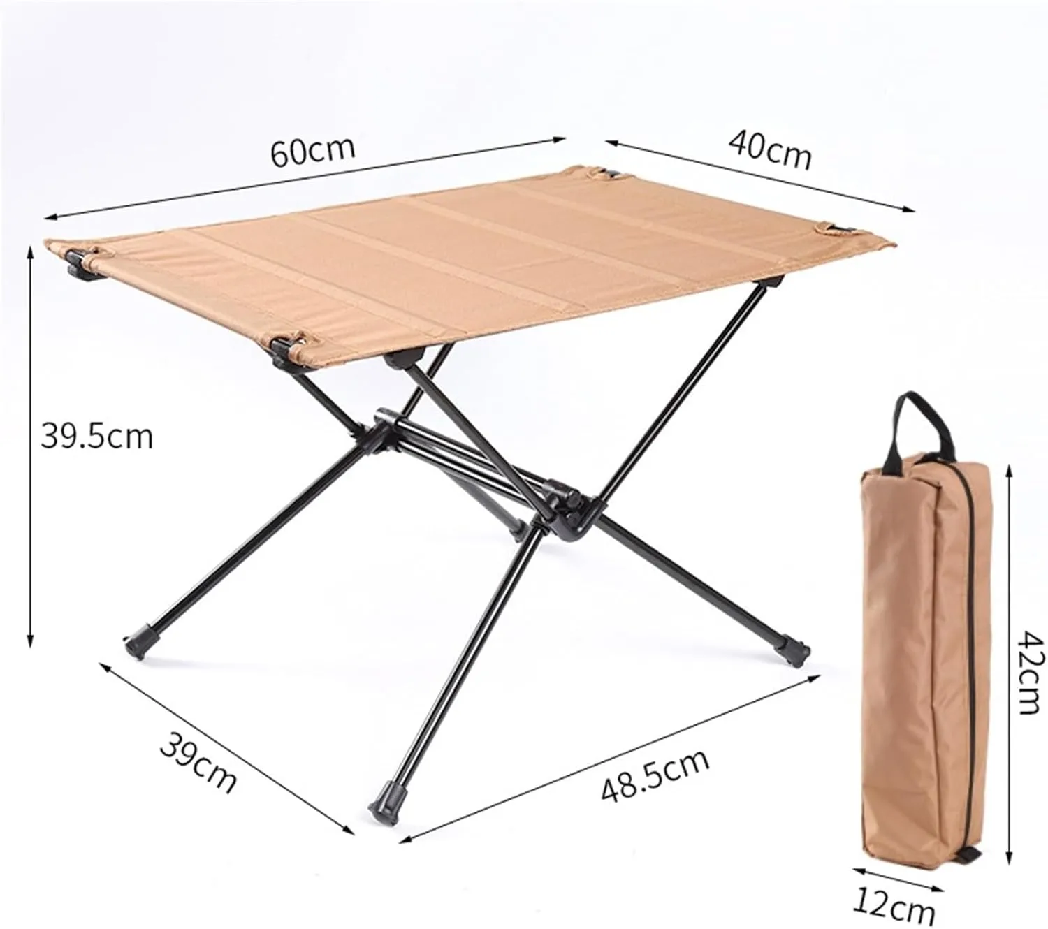 Camping Table Folding Tables Portable Camping Table Folding Side Table Aluminum for Outdoor Travel Hiking Picnic Table Foldable Table, 60*40*39.5cm, Black