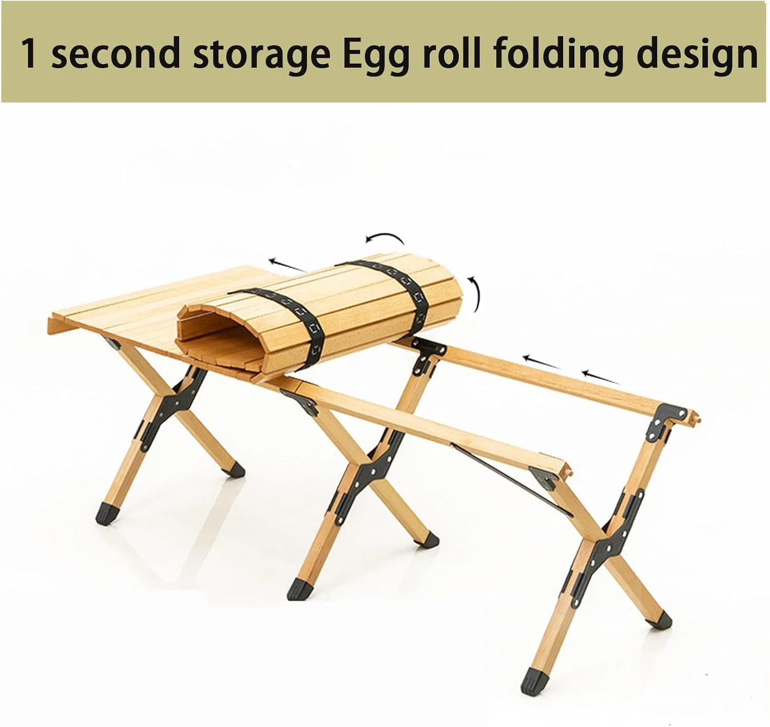Camping Table Lightweight Foldable Table, Portable Camping Table with Aluminum Roll-Up Tabletop, Stable and Load-Bearing for Outdoor Camping Wood Color 23.6in*17.7in*16.5in