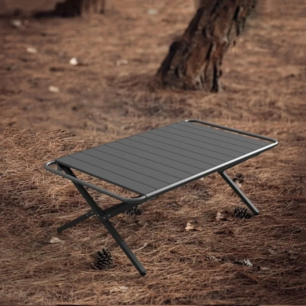 Camping Table, Portable Folding Aluminum Camping Table Compact Camp Table for Outdoor, Picnic, Beach, Cooking, Home Use(Black Gray)