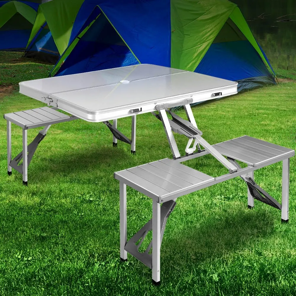 Camping Table with Chairs Folding Outdoor Picnic Beach BBQ 85CM