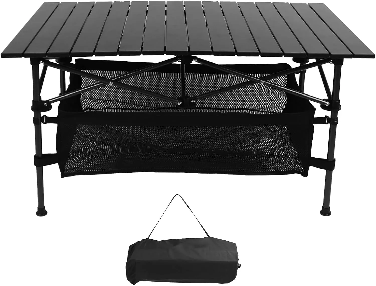 Camping Table with Storage, Outdoor Folding Table, Aluminum Folding Table with Easy Carrying Bag, Portable Lightweight Table for Outdoor,Camping, Beach,Backyard, BBQ, Party, Patio