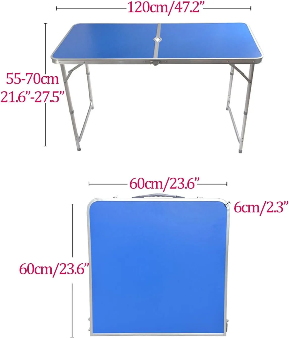 Camping Tables, Camp Tables Portable Foldable, Adjustable 47.2" Aluminum Folding Table for Picnic/Camping/Grilling (Color : Green  4 Chairs)