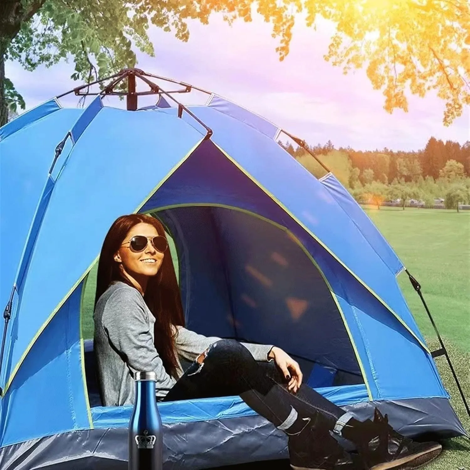 Camping Tent 3-4Person Fully Outdoor Automatic Quick Open Tent Waterproof Tent Camping Family Outdoor Llightweight Instant Setup Tent
