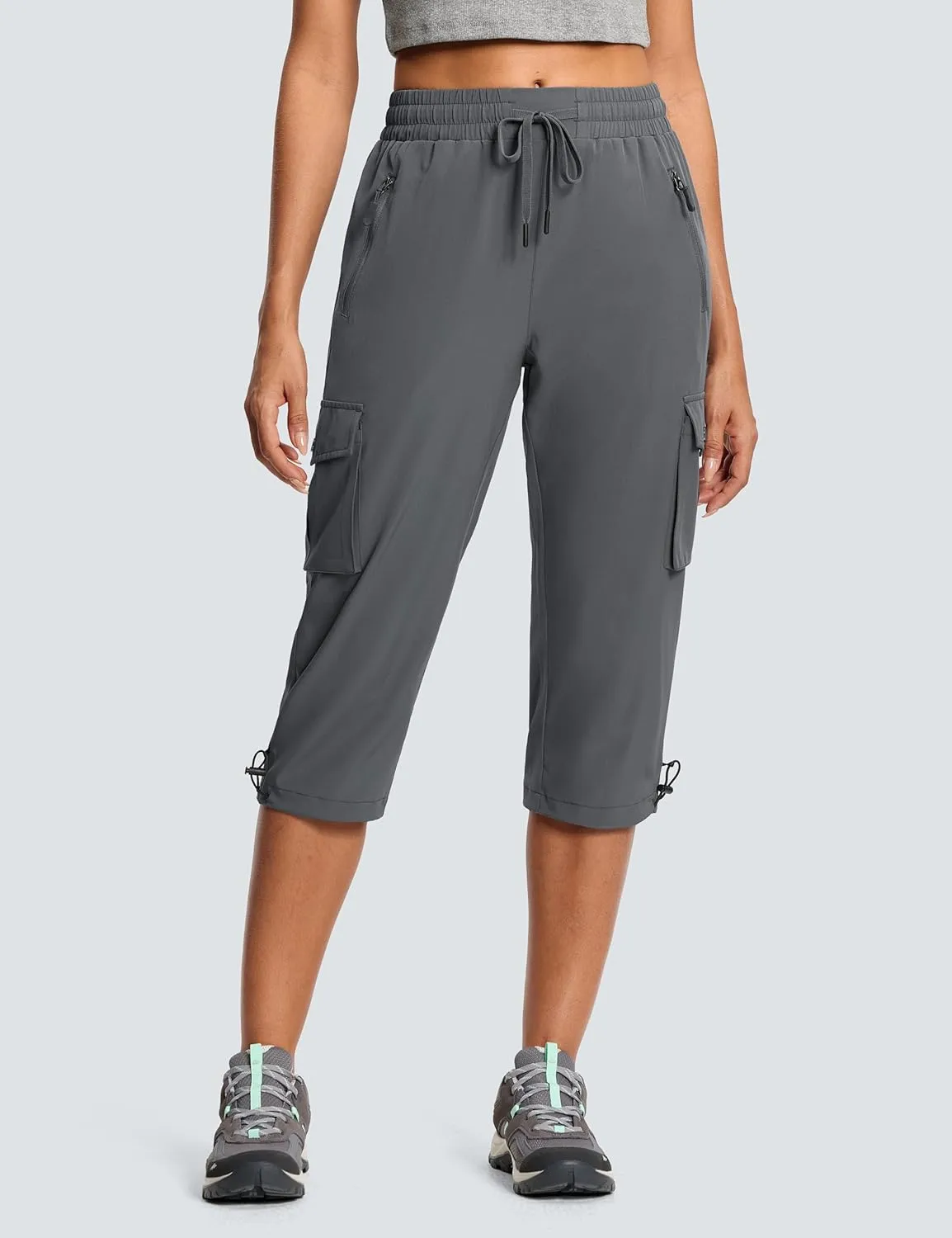 Capri Pants for Women Breathable UPF 50  Womens Cargo Capris for Summer with 8 Pockets for Hiking Travel Casual