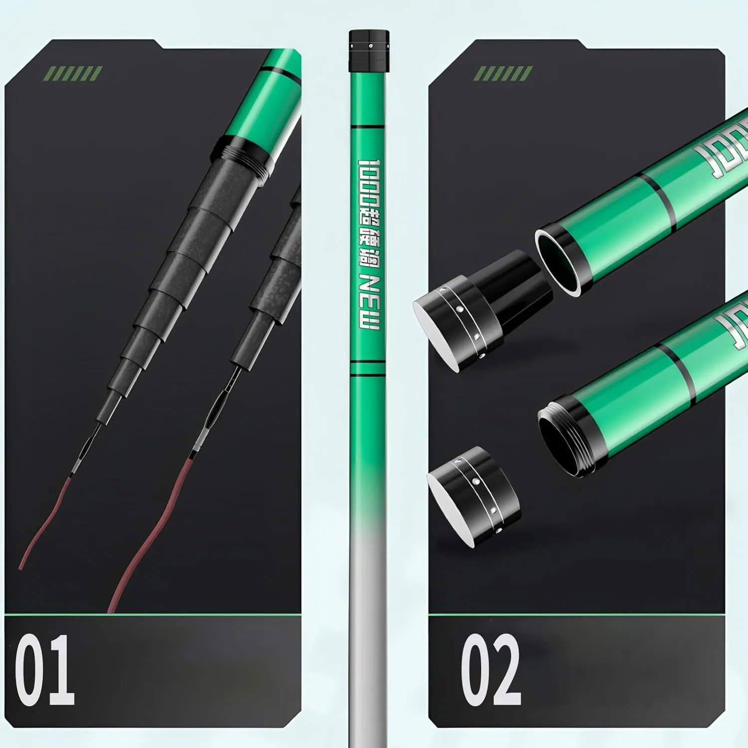 Carbon Fiber Fishing Rod Telescopic Fishing Pole Portable Spinning Pole for Reservoirs, Lakes and Many Other Waters(8-16M)