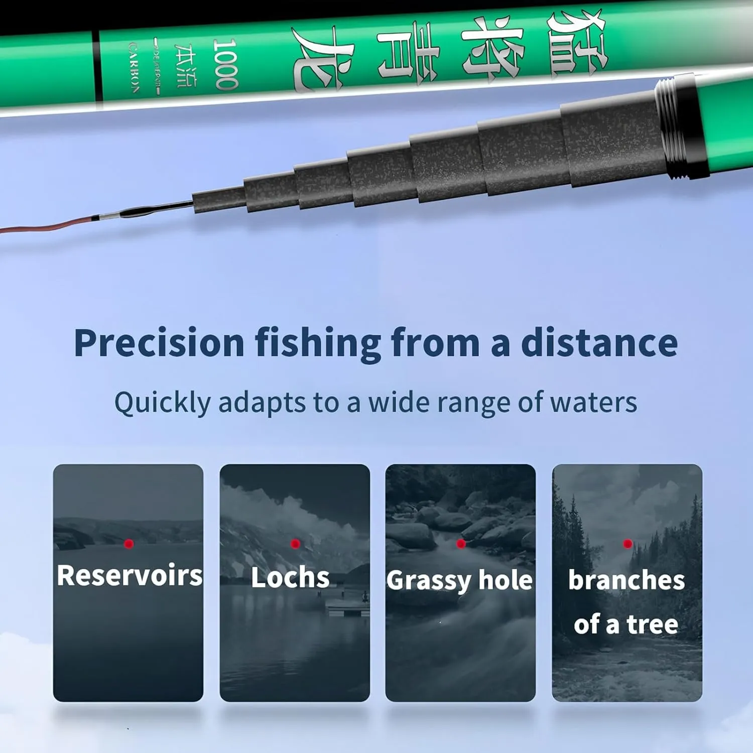 Carbon Fiber Fishing Rod Telescopic Fishing Pole Portable Spinning Pole for Reservoirs, Lakes and Many Other Waters(8-16M)