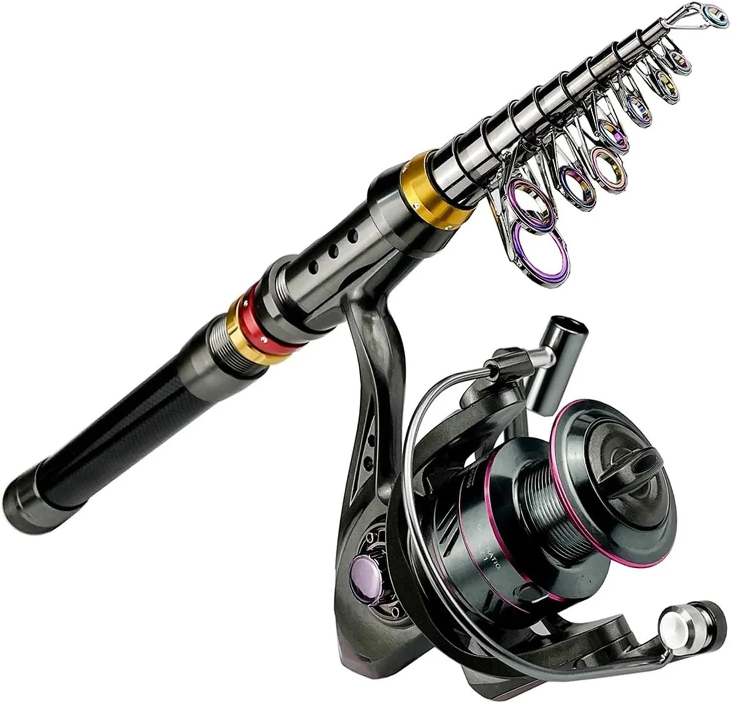 Carbon Fiber Pattern Fishing Rod and Reel Combo Super Hard Telescopic Fishing Pole Spinning Reel Kit Max Resist 3-8kg